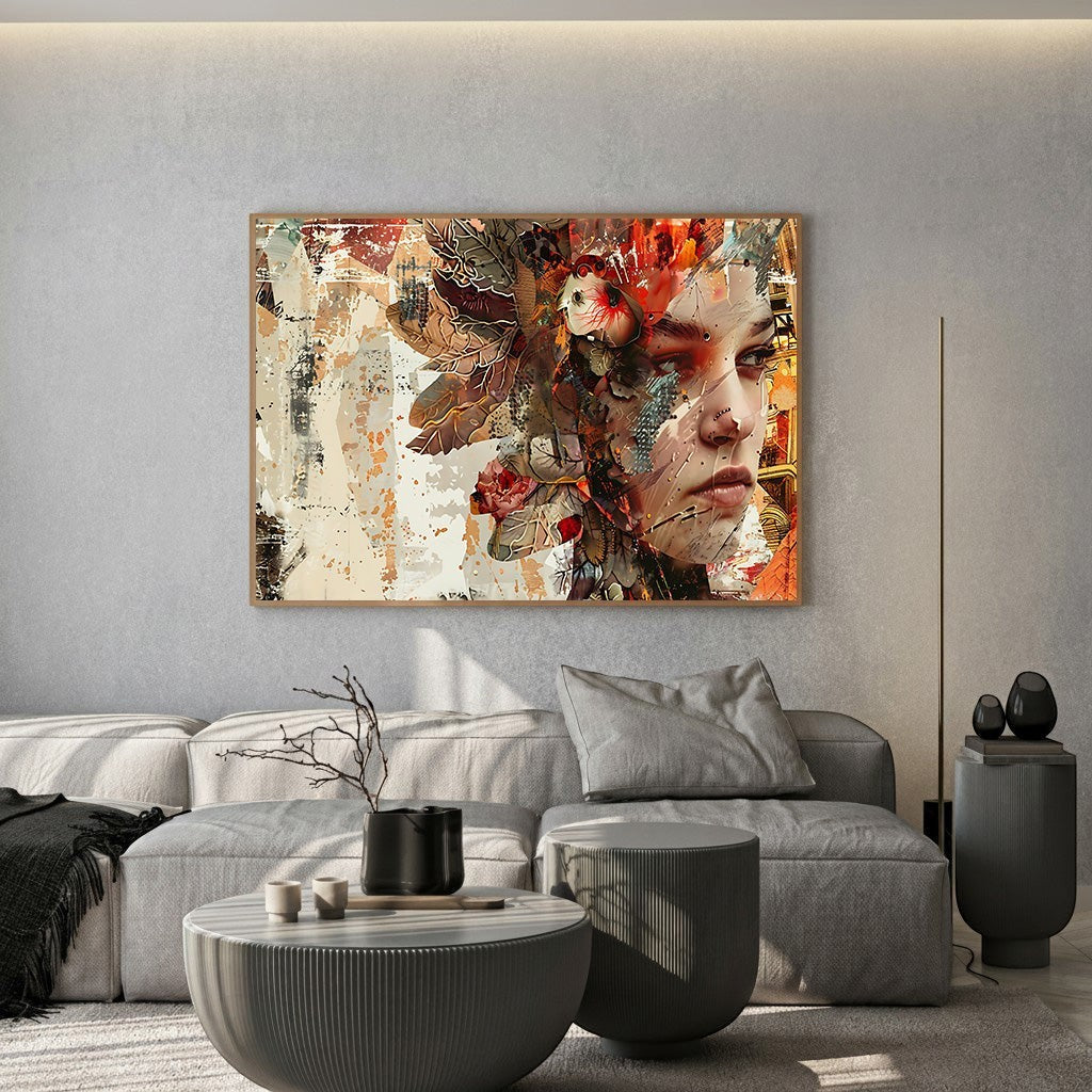 Abstract Portrait With Floral Accents