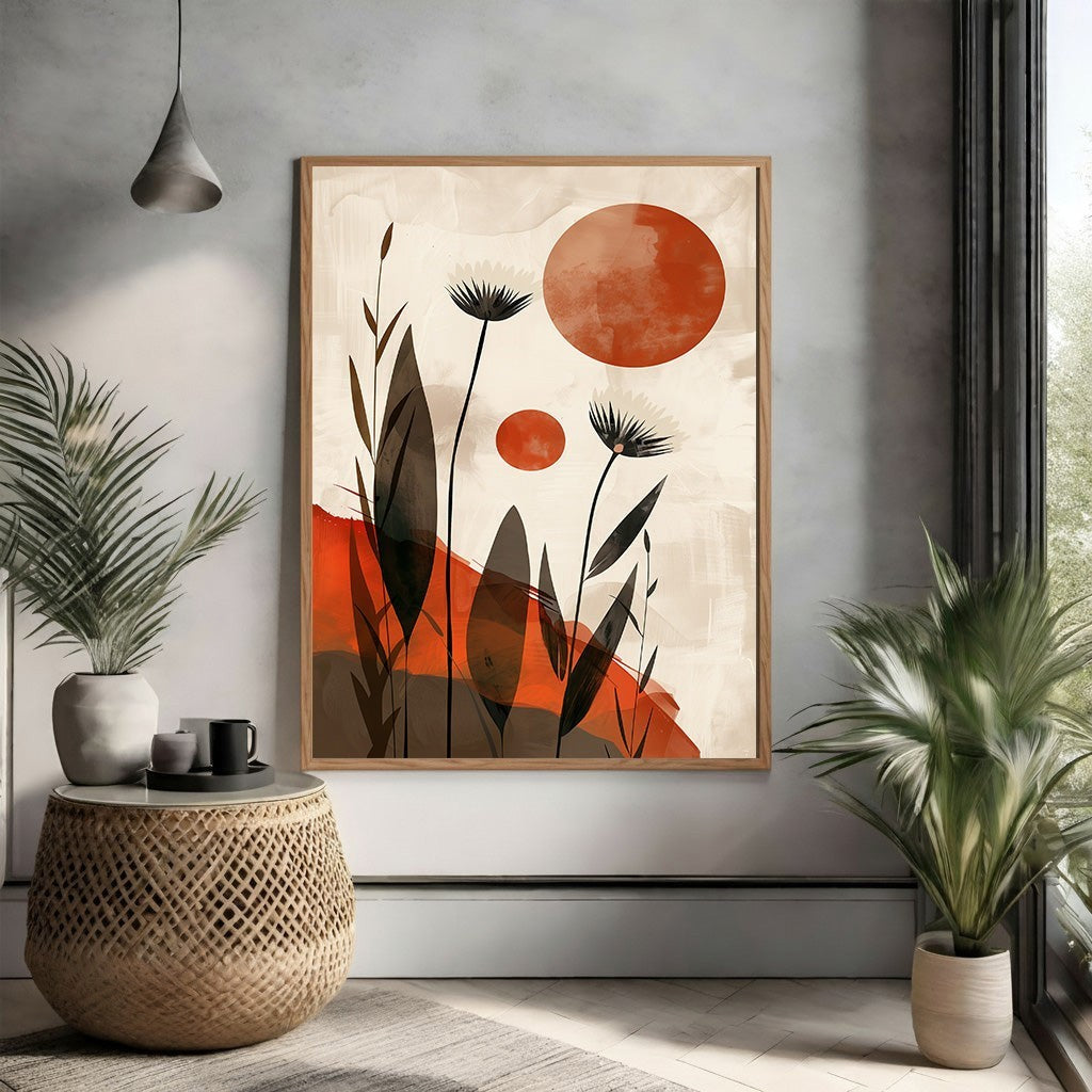 Abstract Floral Sunburst Wall Art
