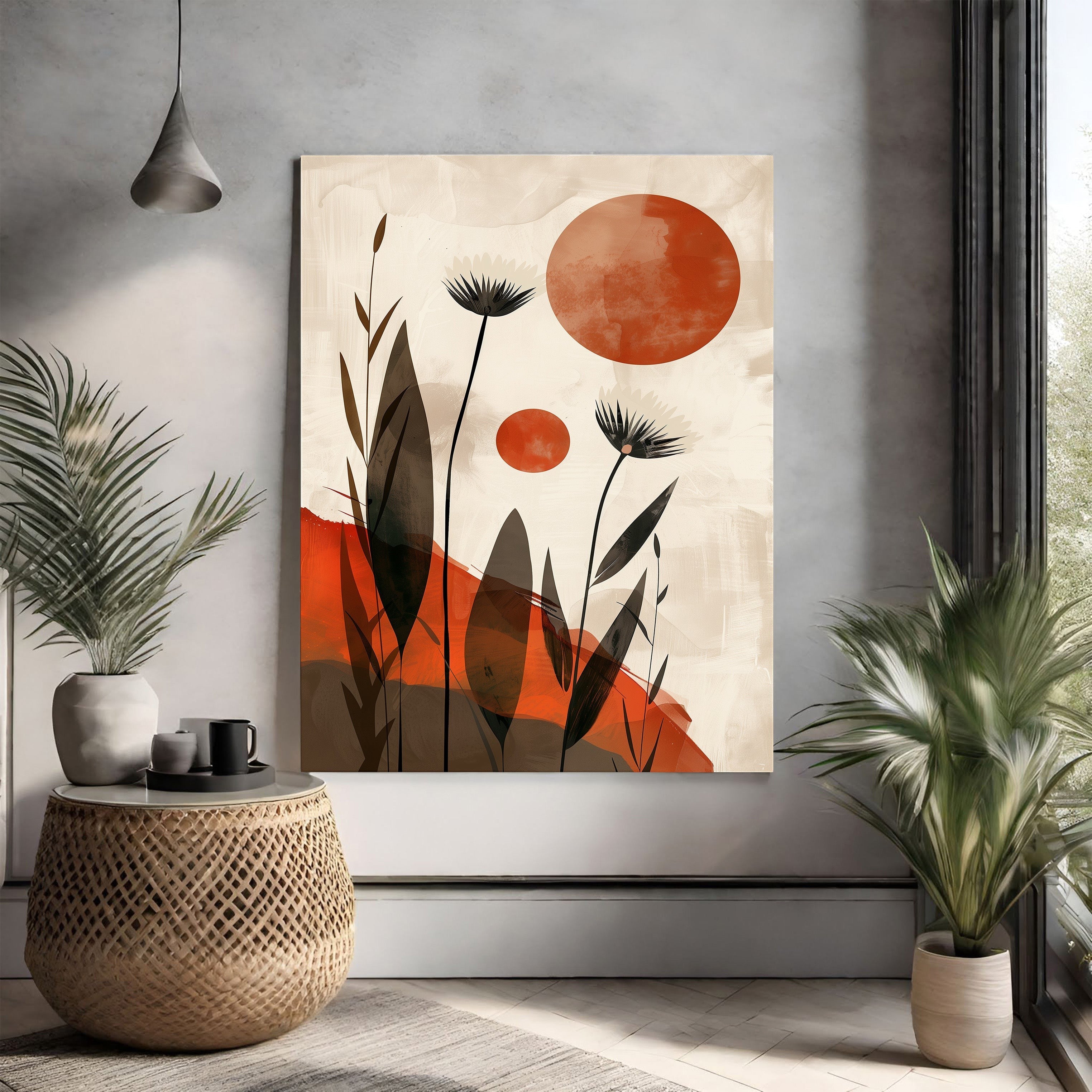 Abstract Floral Sunburst Wall Art