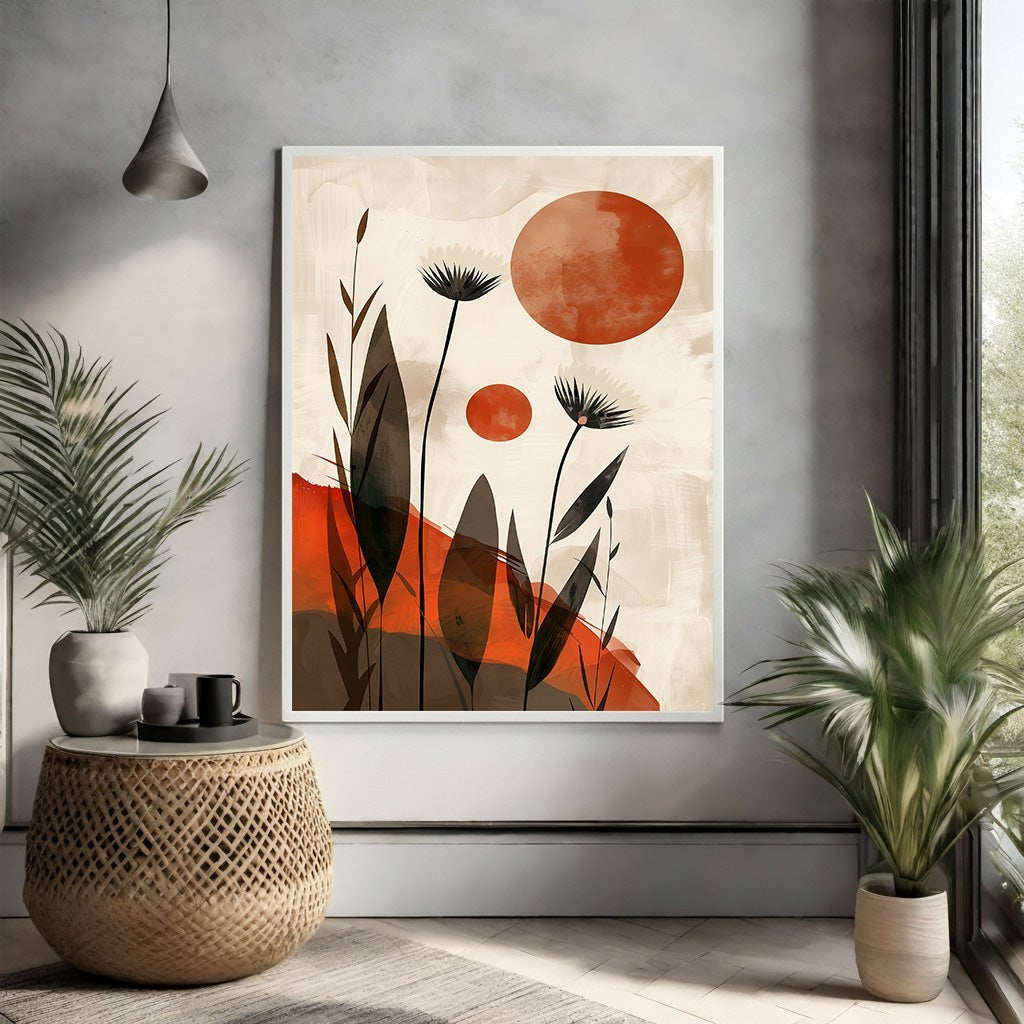Abstract Floral Sunburst Wall Art