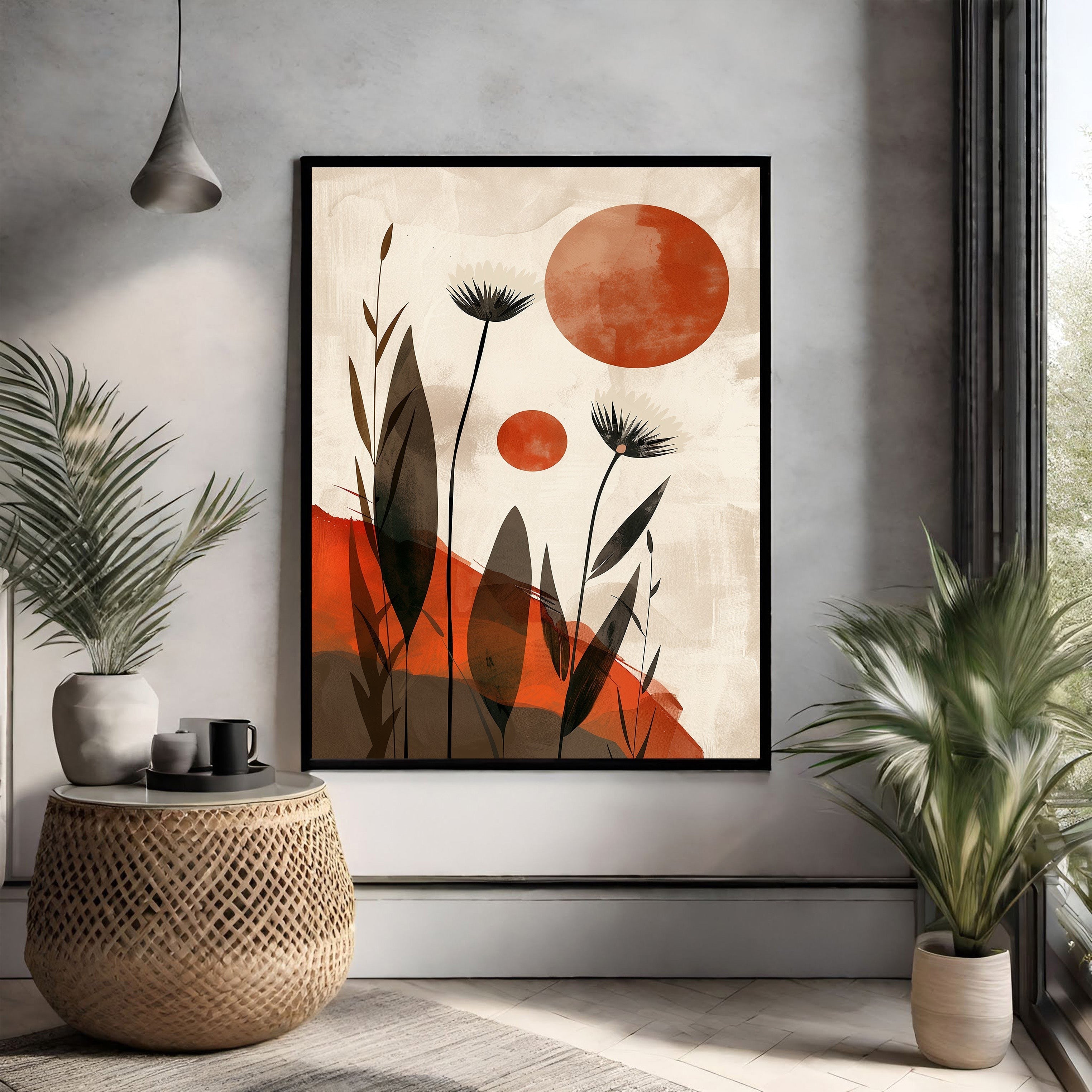 Abstract Floral Sunburst Wall Art