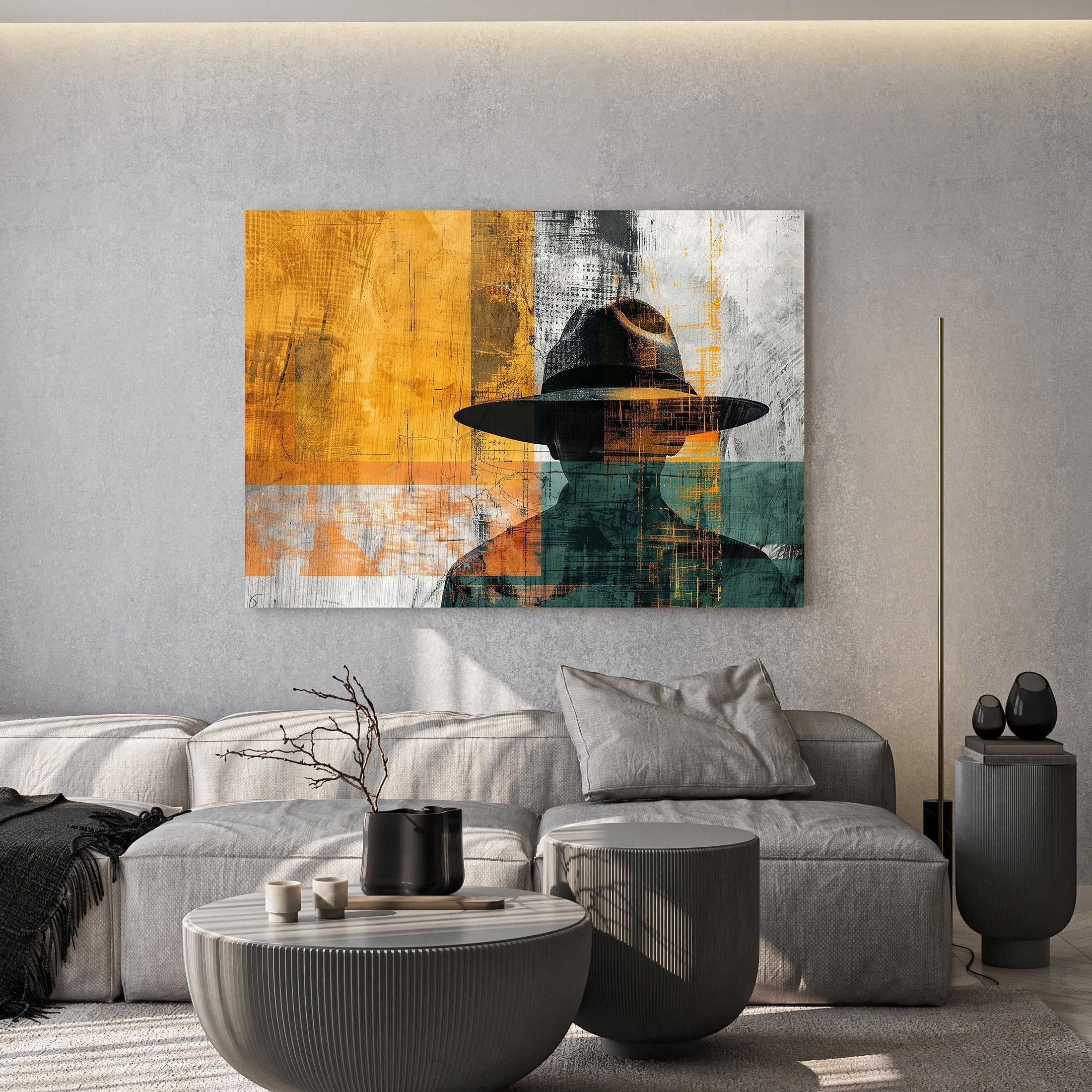 Abstract Man With Hat Wall Art