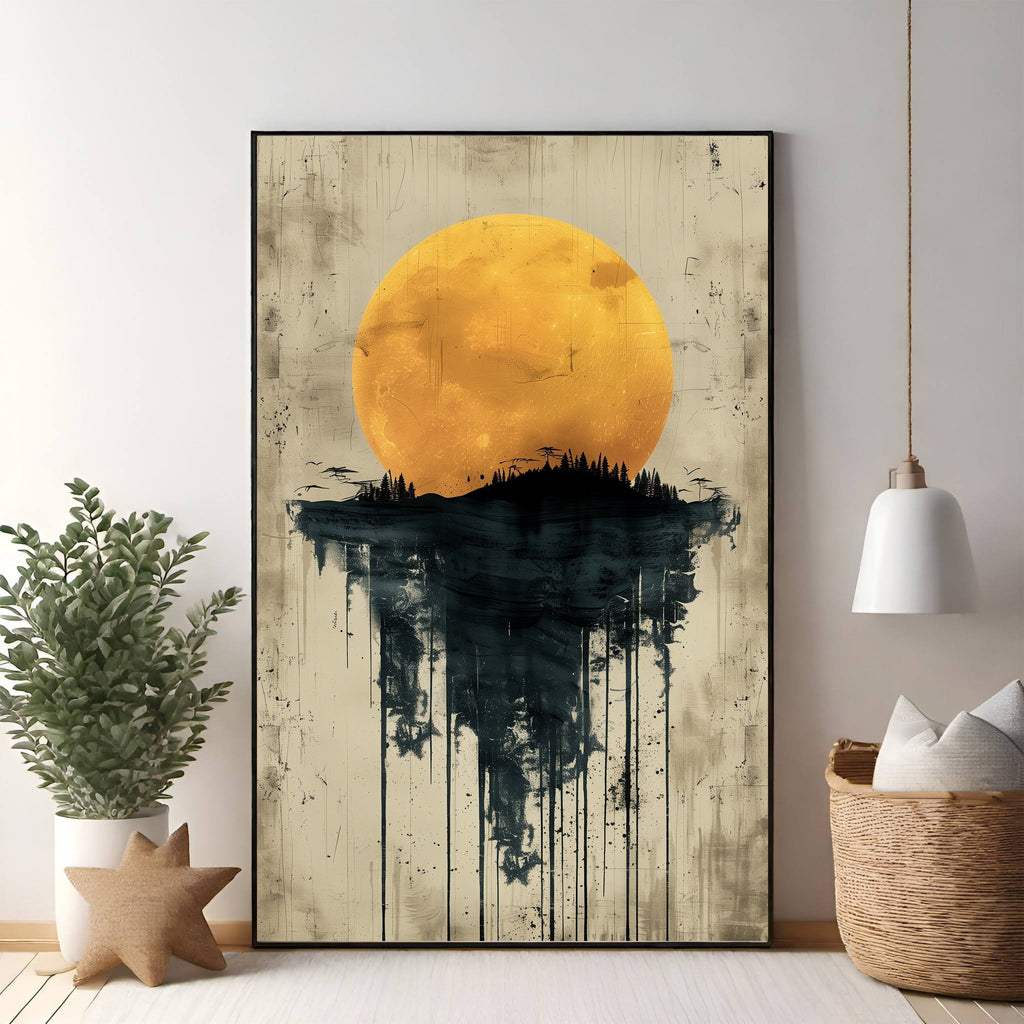 Abstract Moon Forest Reflection Wall Art