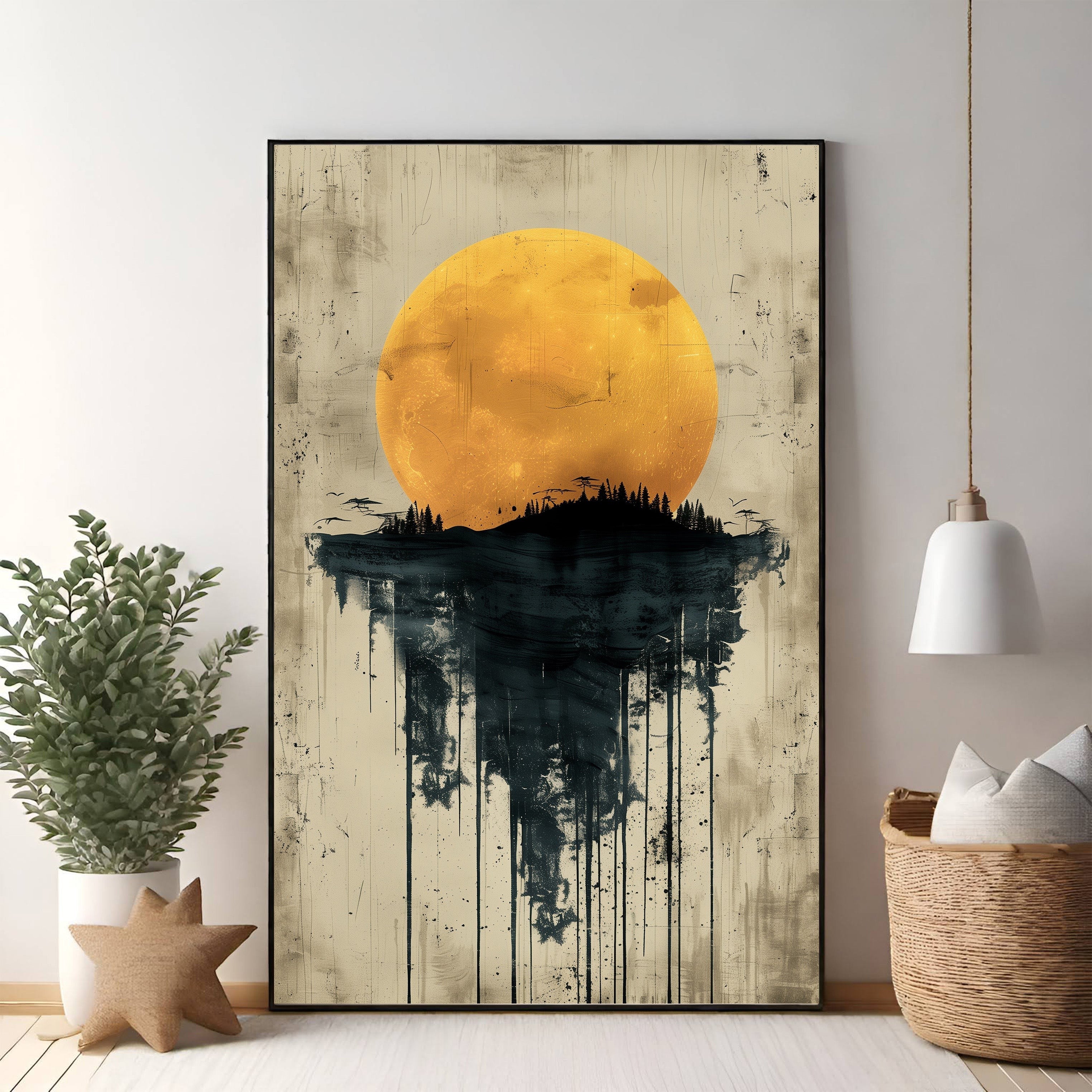 Abstract Moon Forest Reflection Wall Art