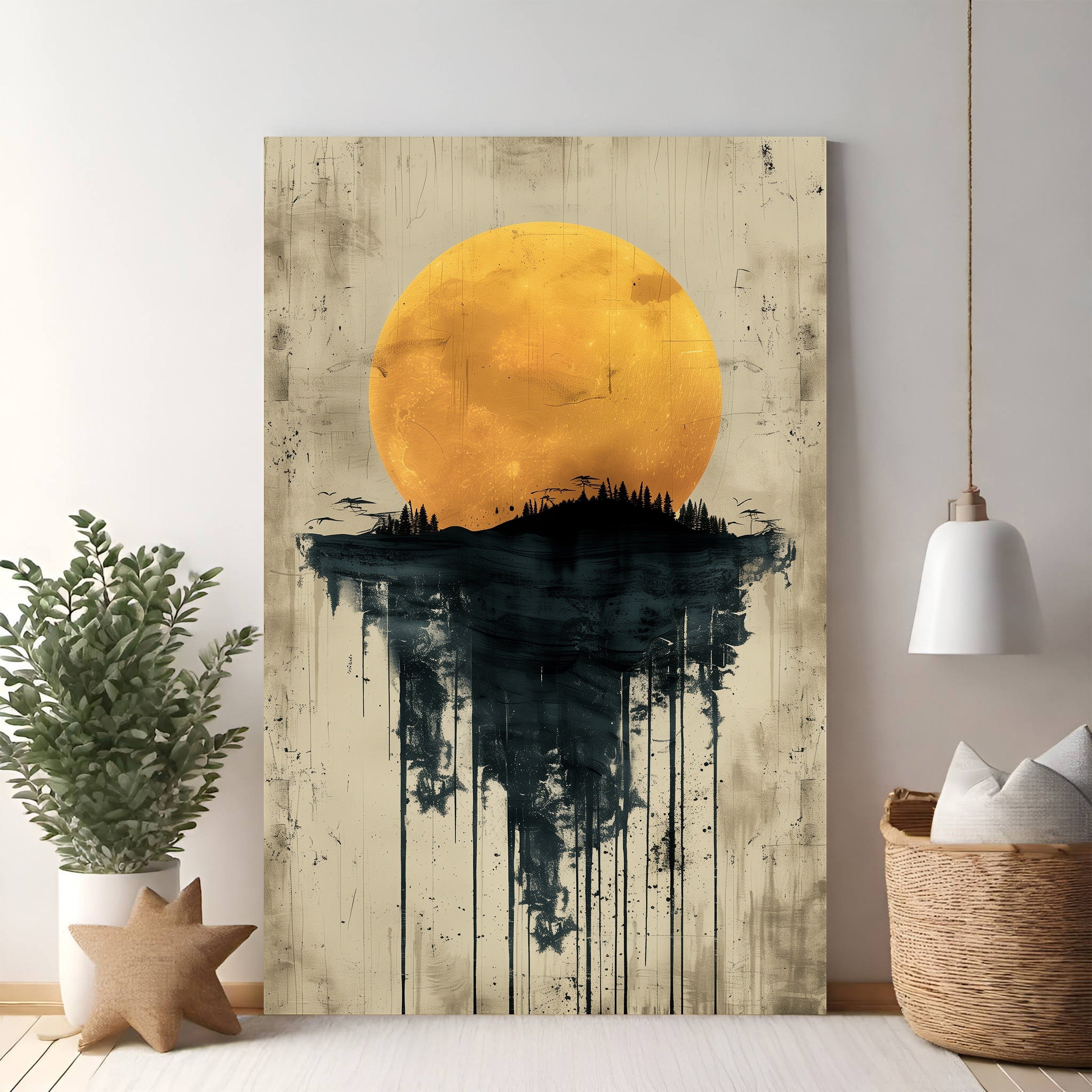 Abstract Moon Forest Reflection Wall Art