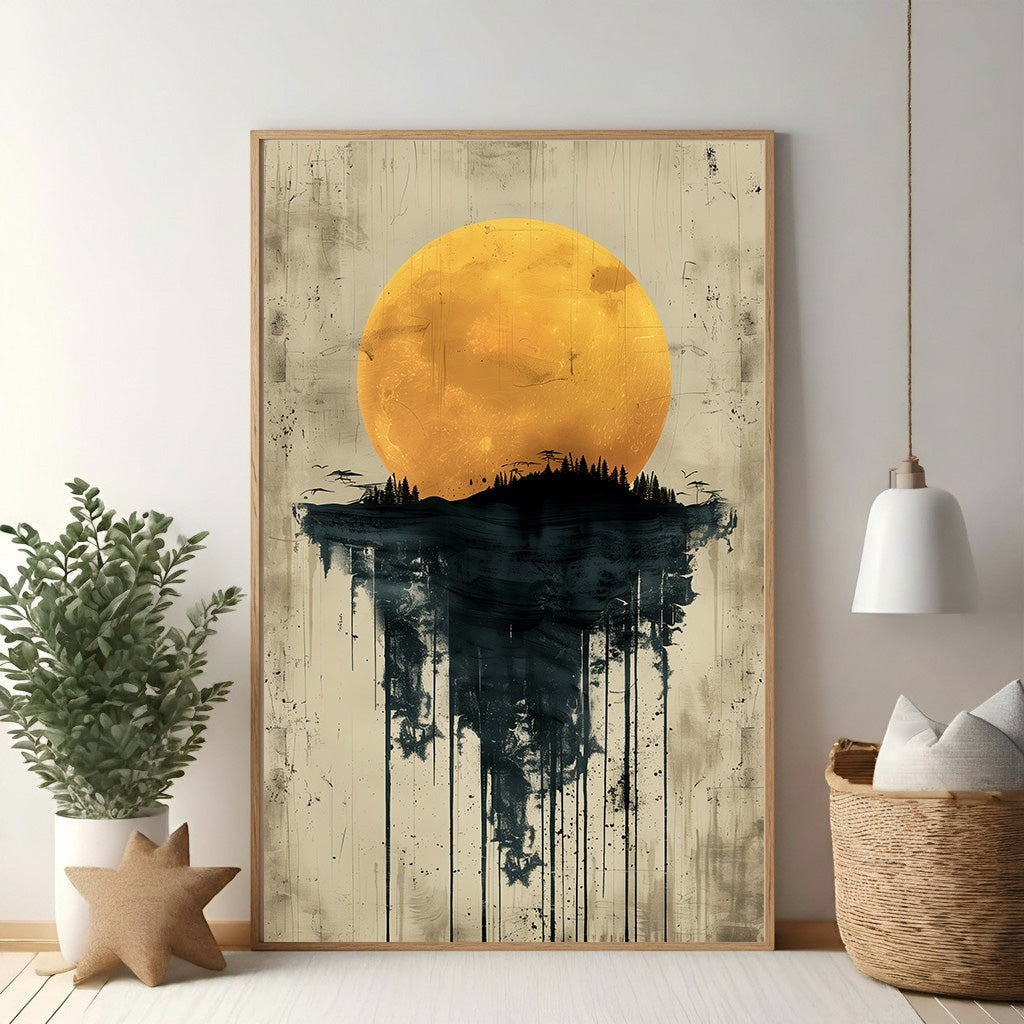 Abstract Moon Forest Reflection Wall Art