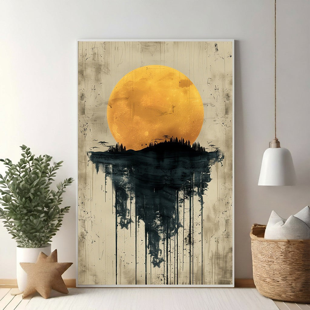 Abstract Moon Forest Reflection Wall Art