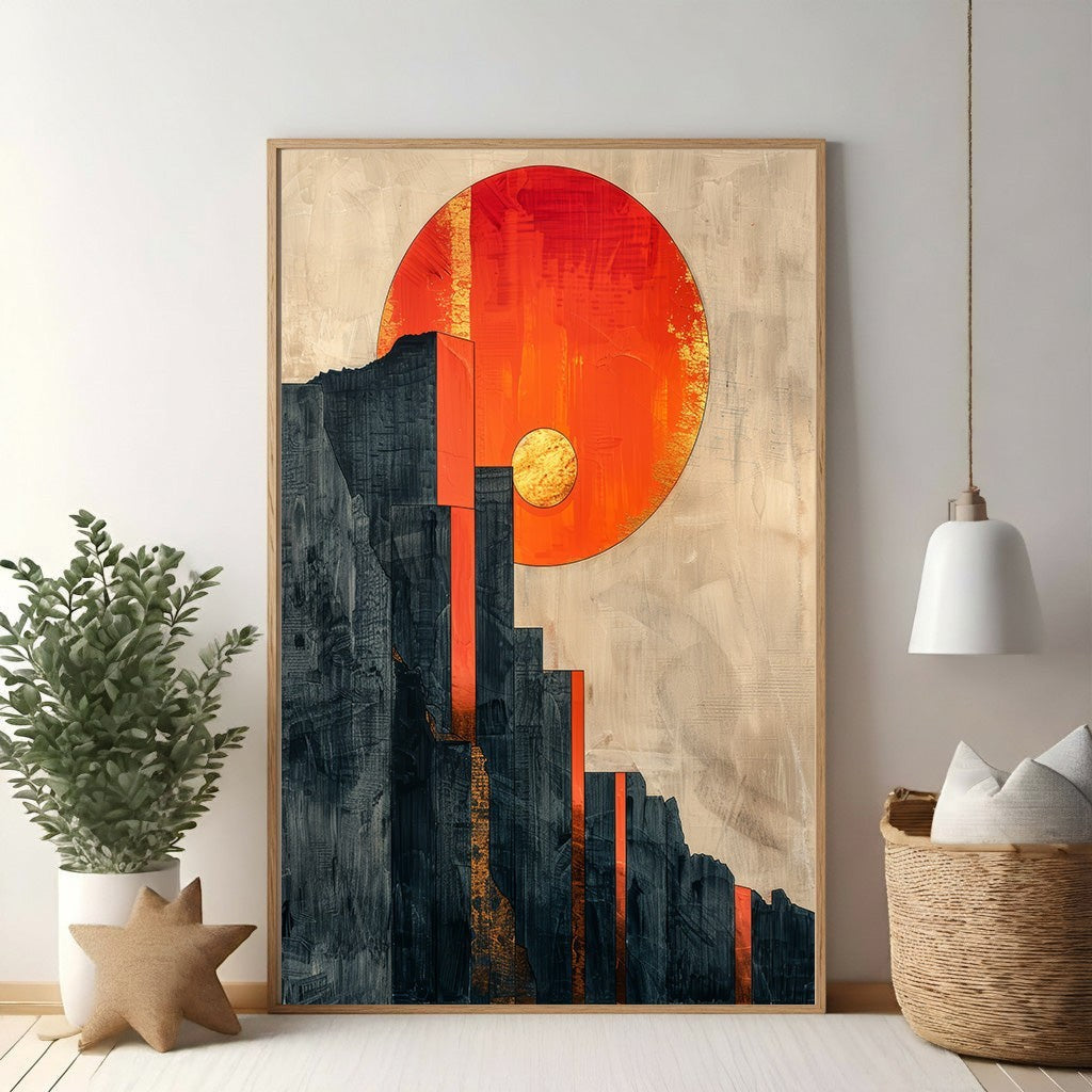 Abstract Mountain Sunburst Wall Art