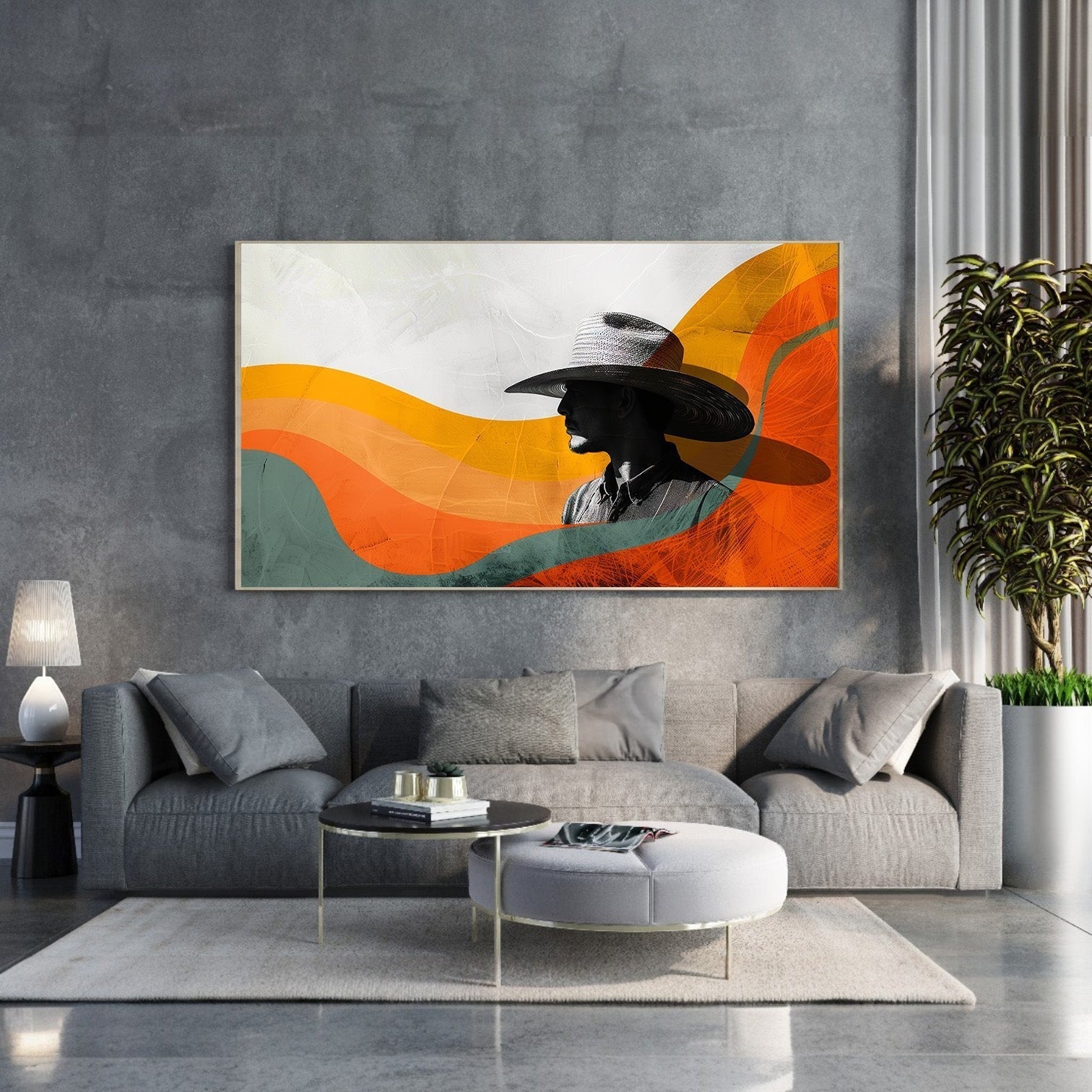 Abstract Portrait With Wide Brim Hat
