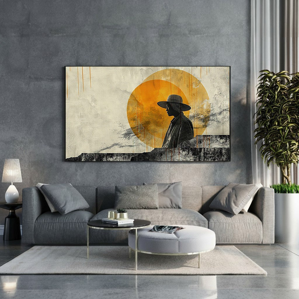 Abstract Silhouette With Sun Wall Art