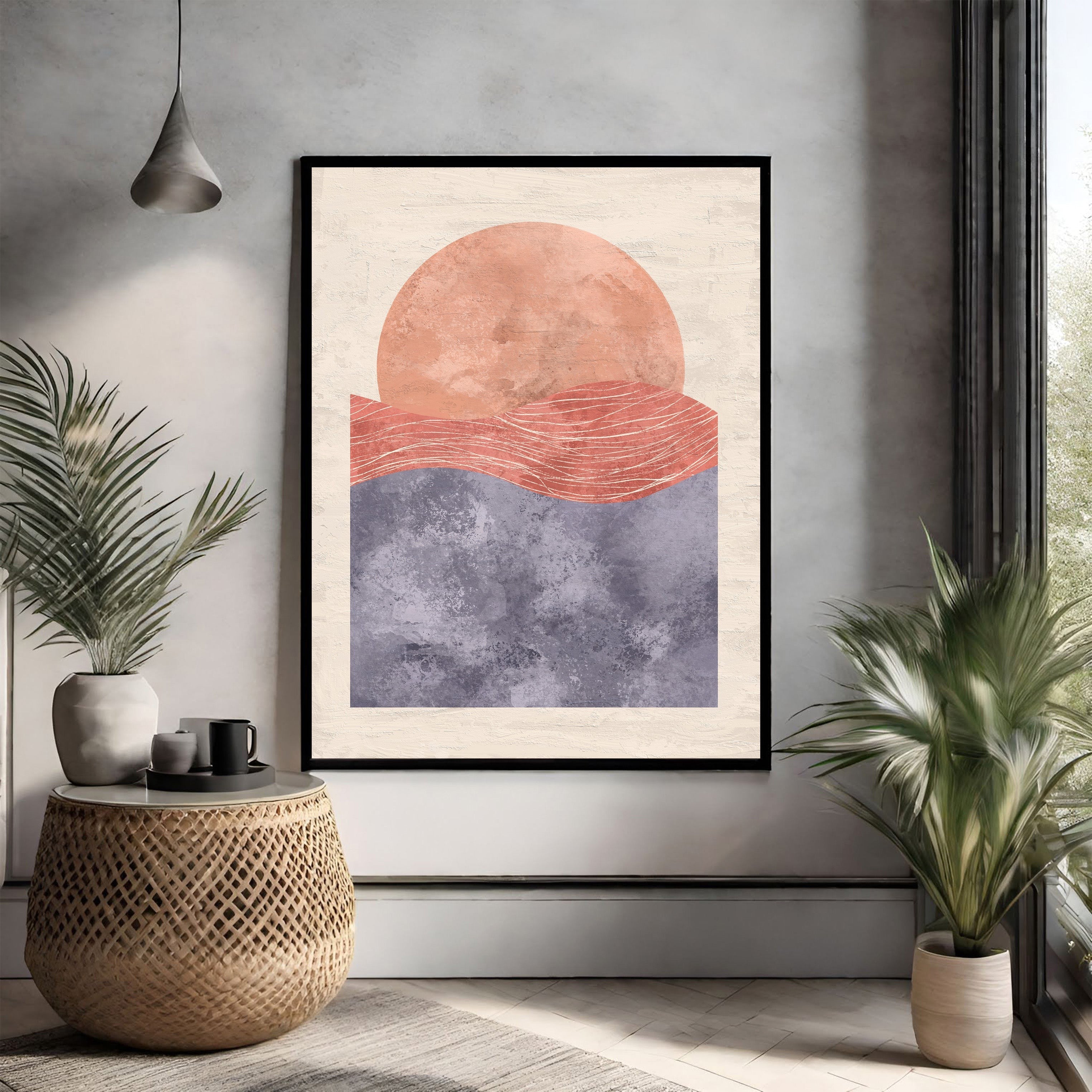 Abstract Sunset Over Water Wall Art