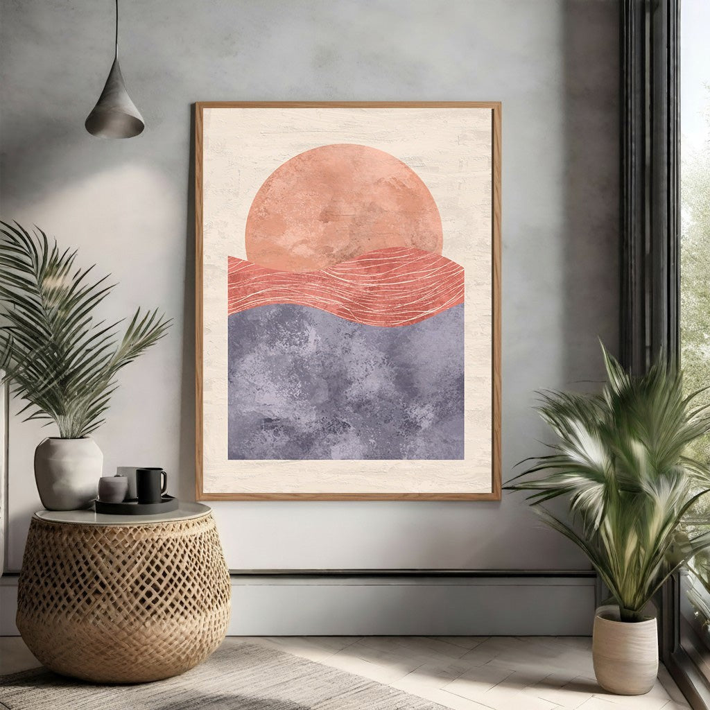 Abstract Sunset Over Water Wall Art
