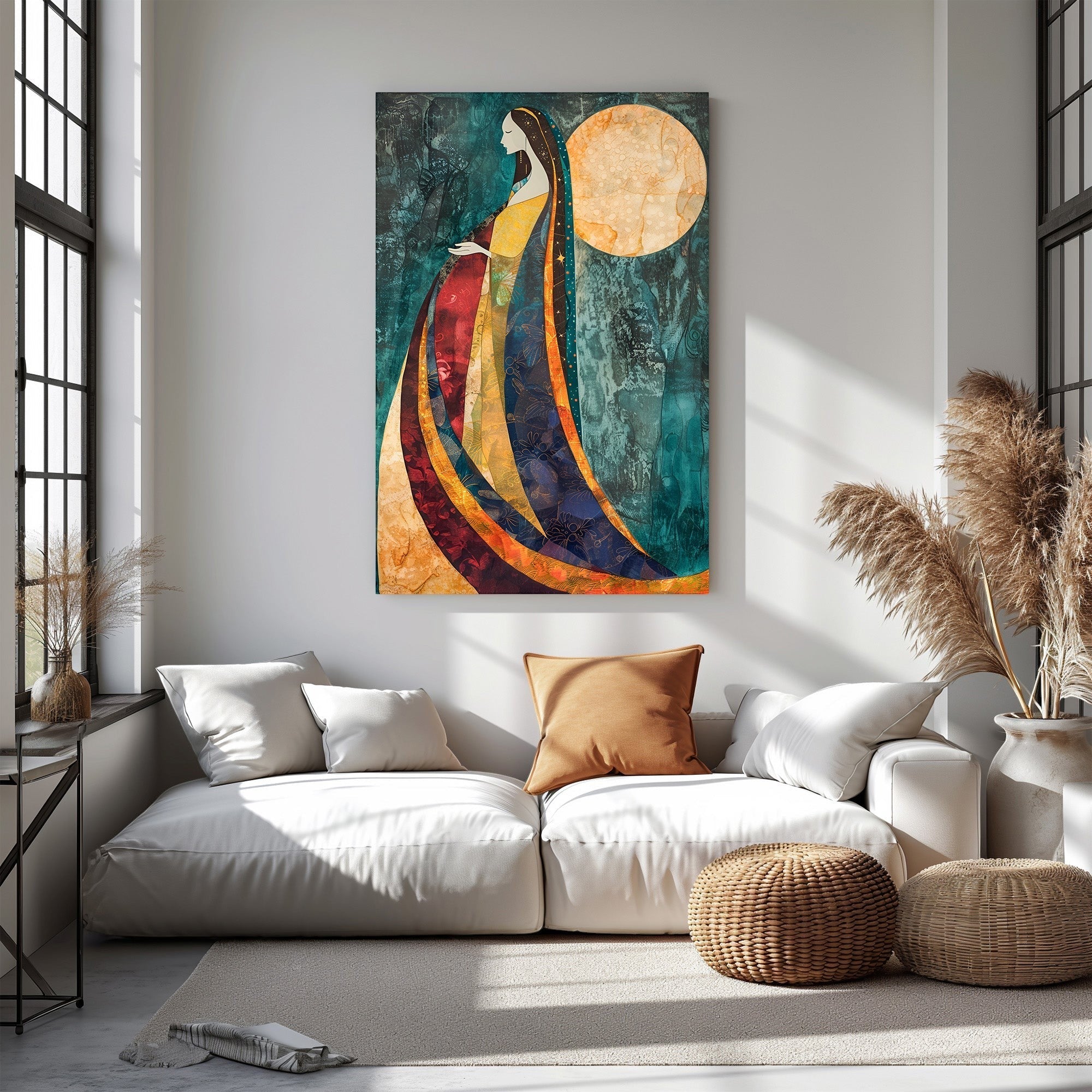 Abstract Woman With Moon Wall Art