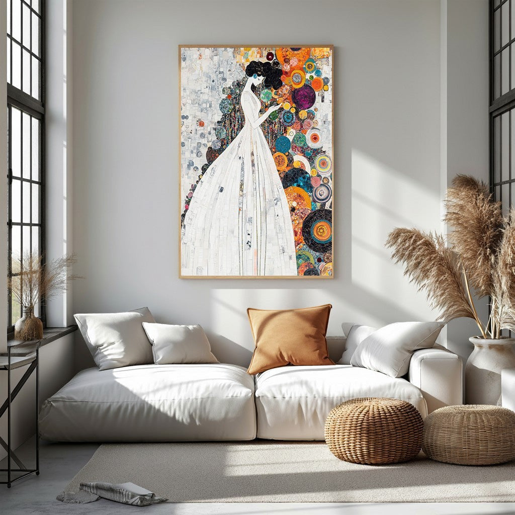 Abstract Woman In A White Dress Wall Art