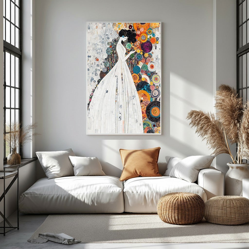 Abstract Woman In A White Dress Wall Art