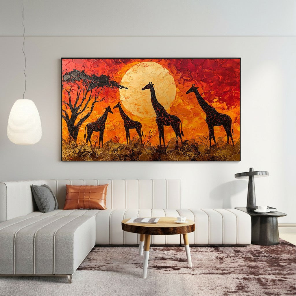 African Sunset Giraffe Wall Art