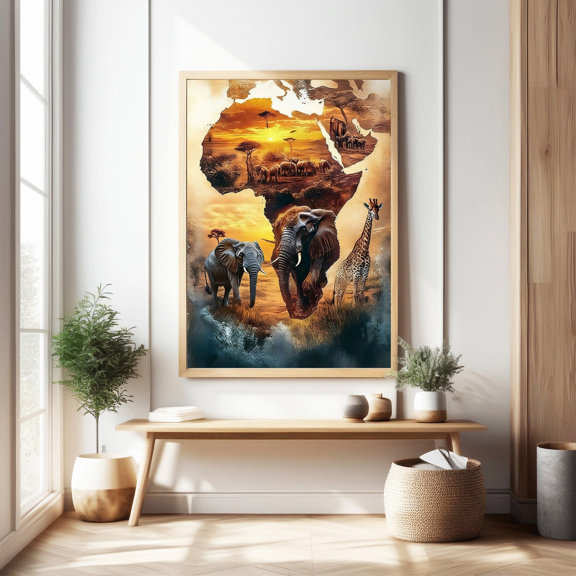 African Wildlife Safari Landscape Wall Art