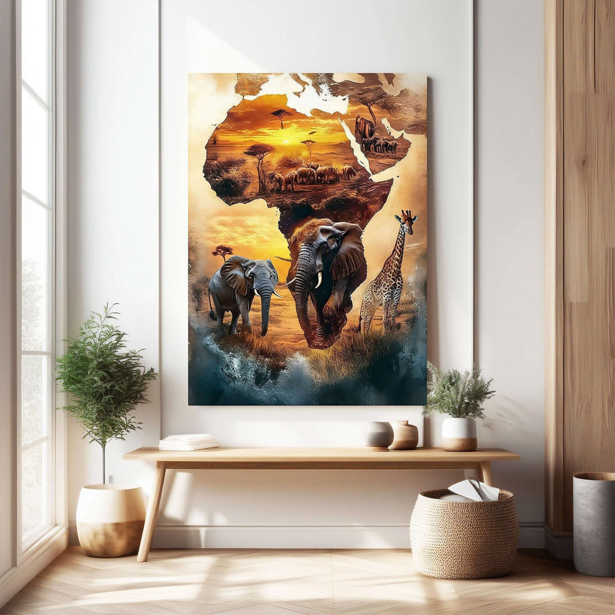 African Wildlife Safari Landscape Wall Art