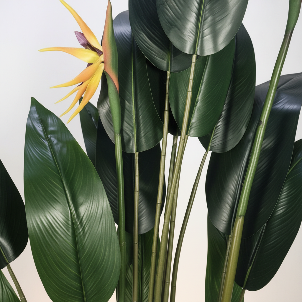 Artificial Bird of Paradise Plant in Decorative Woven Basket