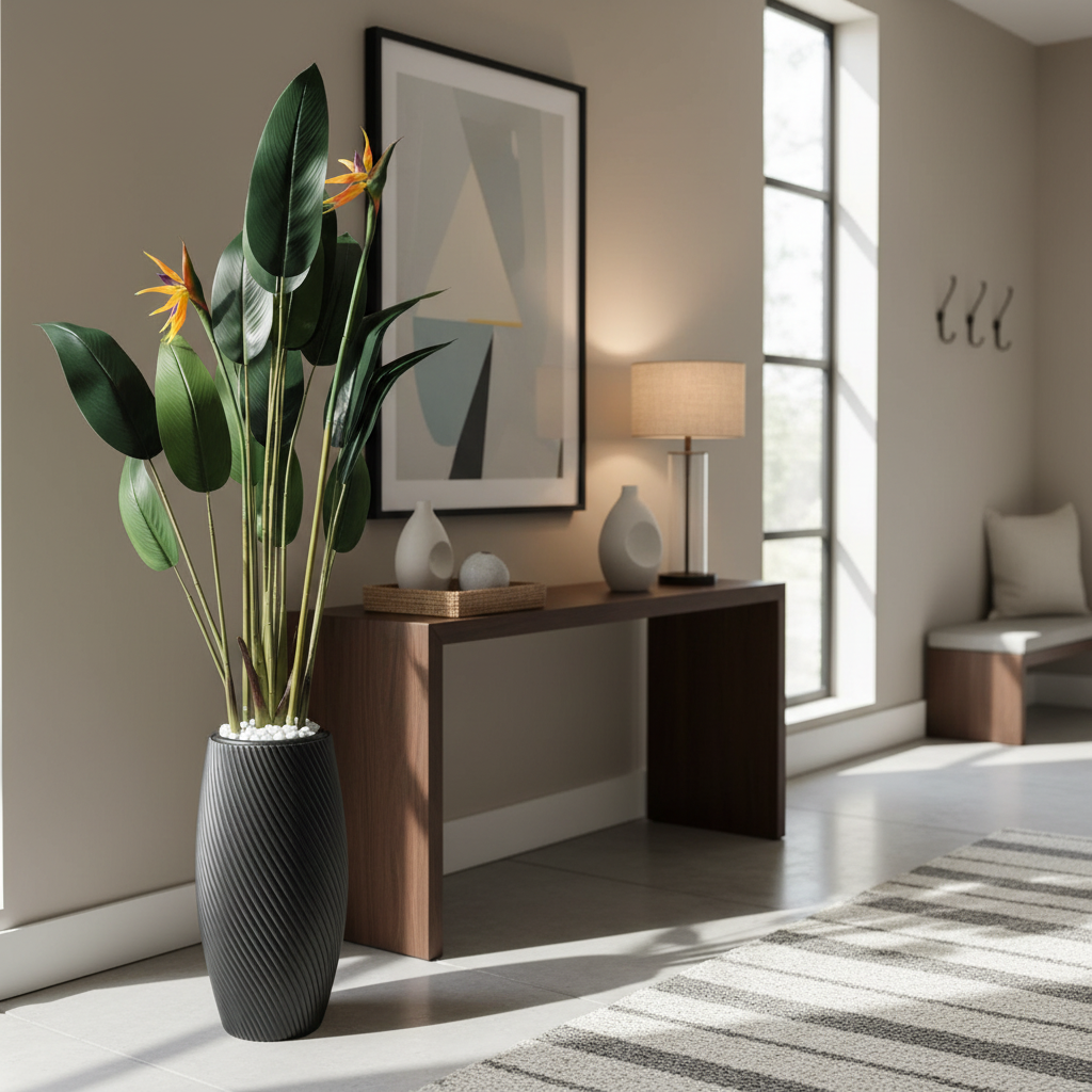 Artificial Bird of Paradise Plant in Decorative Floor Planter