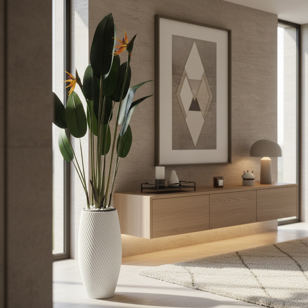 Artificial Bird of Paradise Plant in Decorative Floor Pot