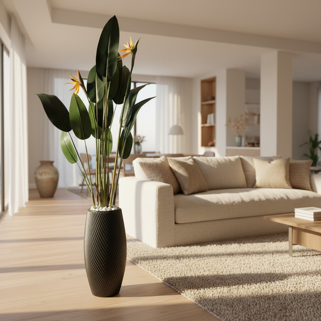 Artificial Bird of Paradise Plant in Decorative Floor Planter
