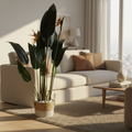 Artificial Bird of Paradise Plant in Decorative Woven Basket