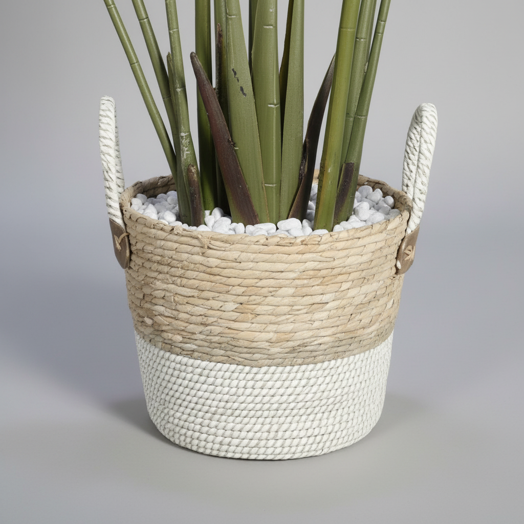 Artificial Bird of Paradise Plant in Decorative Woven Basket