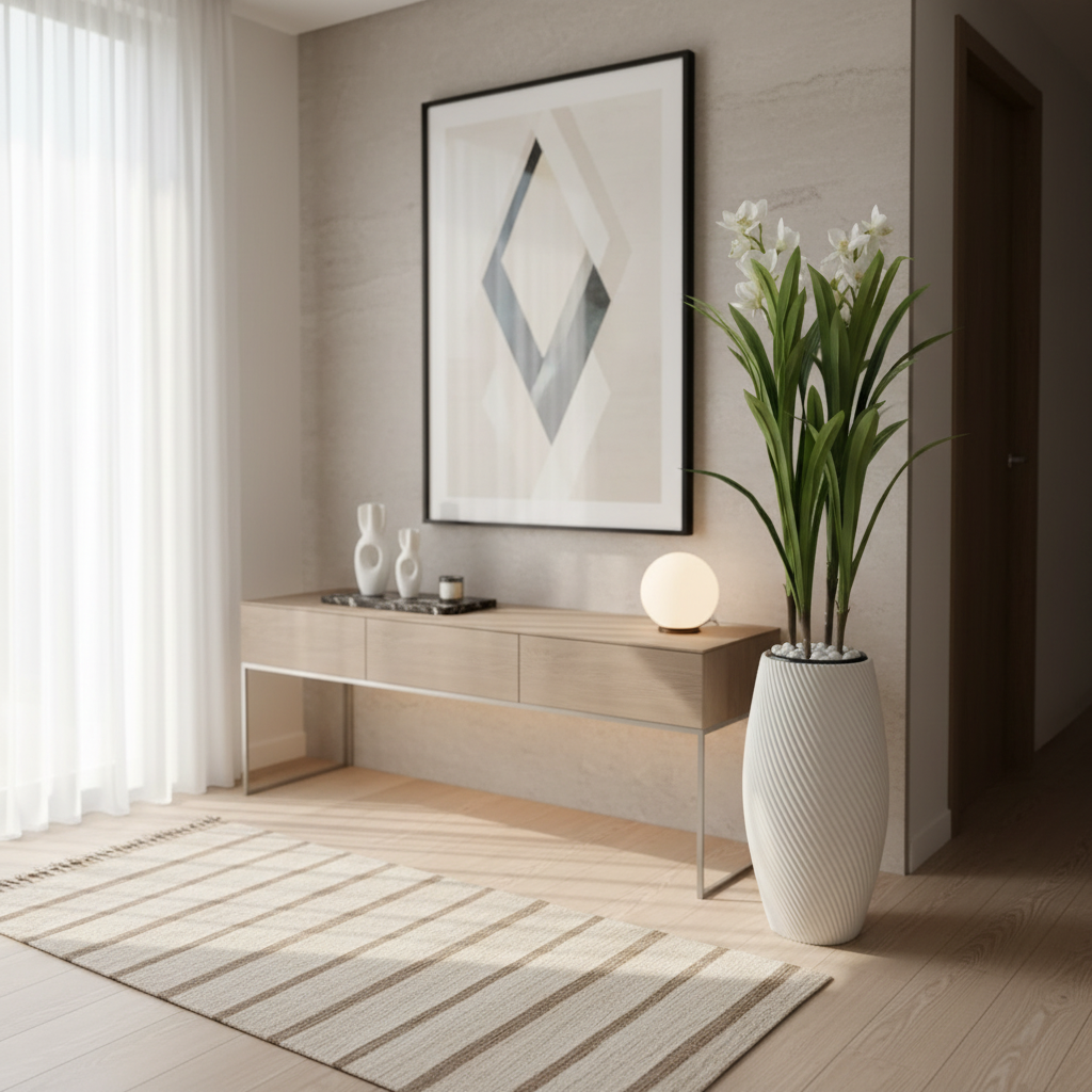 Decorative Artificial Potted Plant in Textured Floor Pot