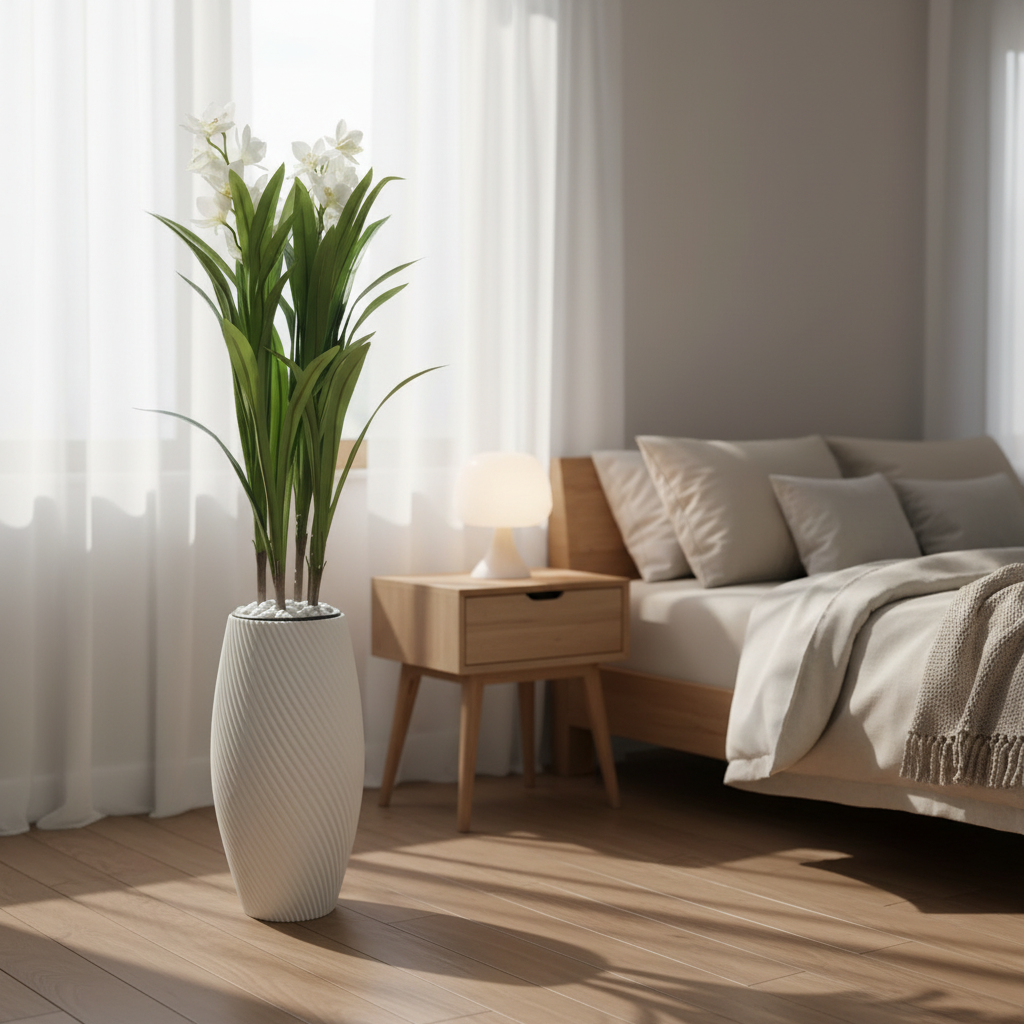 Decorative Artificial Potted Plant in Textured Floor Pot
