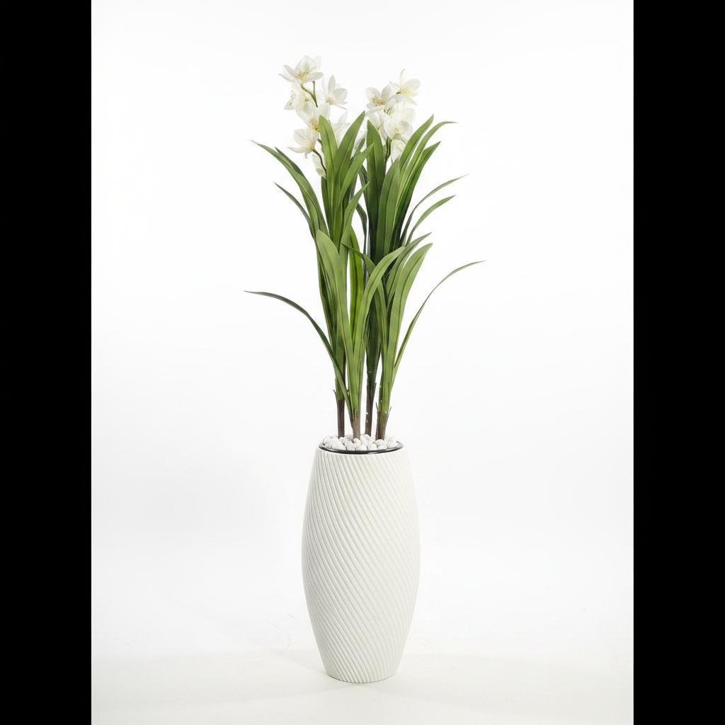 Decorative Artificial Potted Plant in Textured Floor Pot
