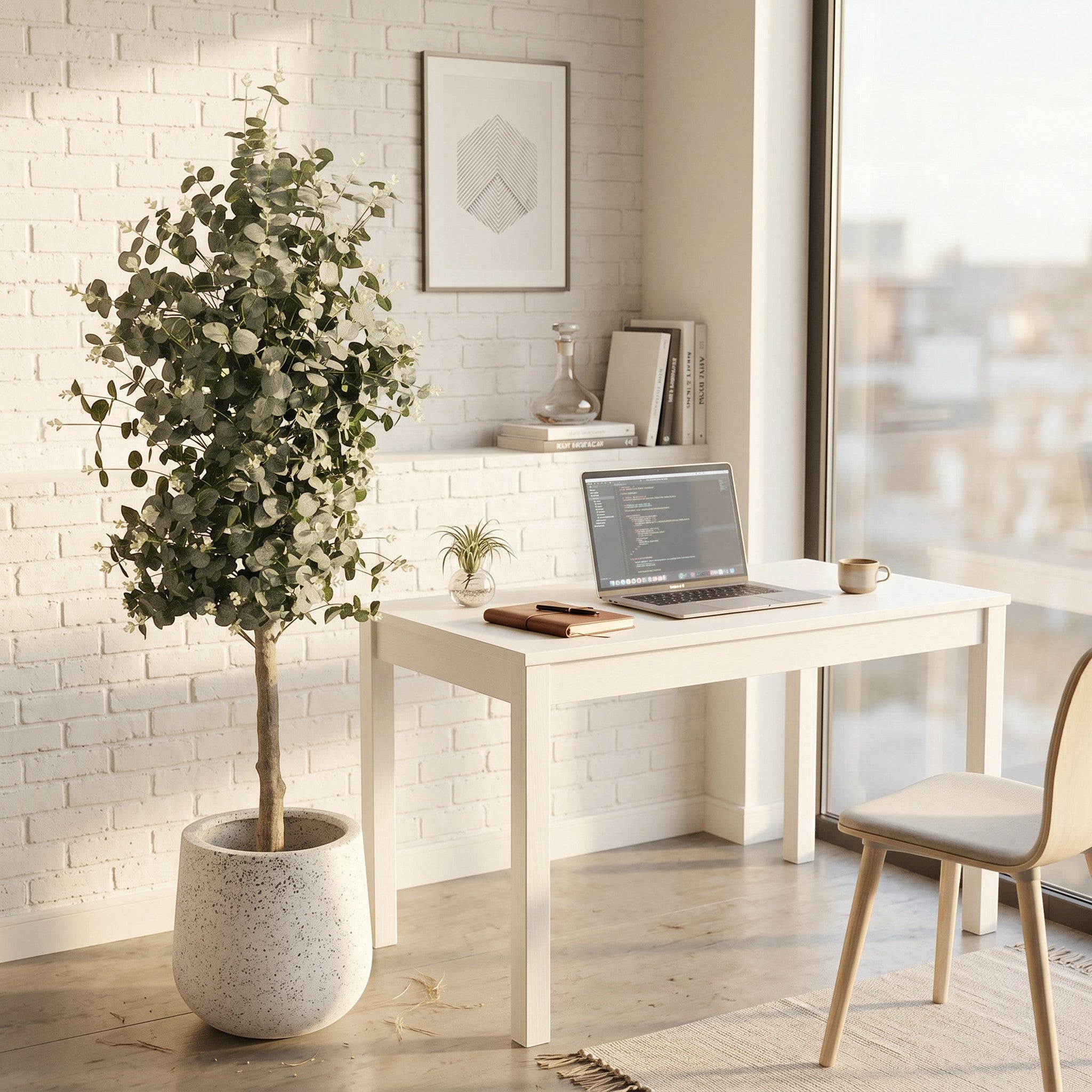 Artificial Eucalyptus Tree in Fiberglass Pot