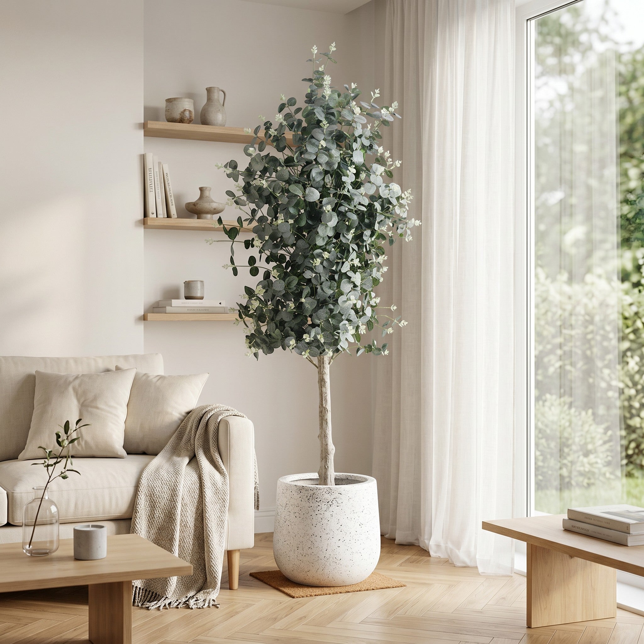Artificial Eucalyptus Tree in Fiberglass Pot