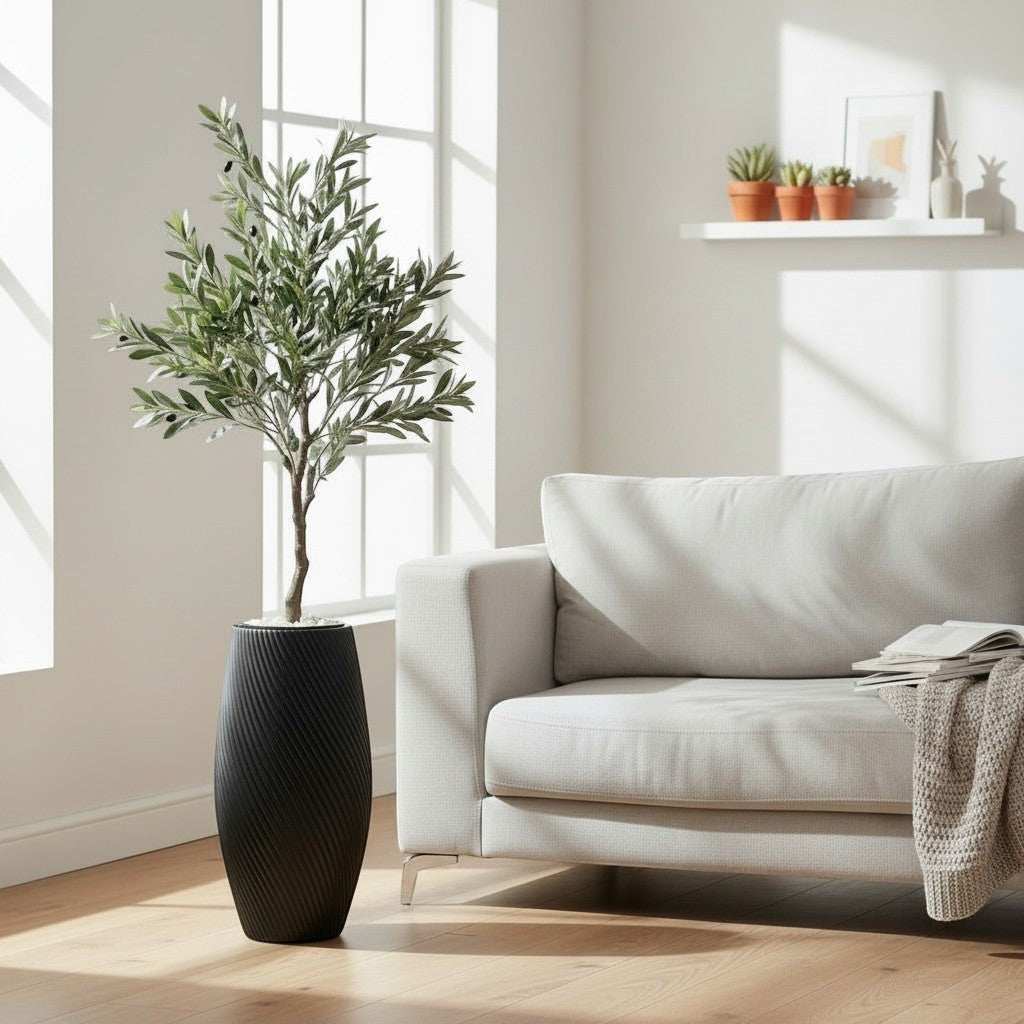 Artificial Olive Tree In Textured Planter