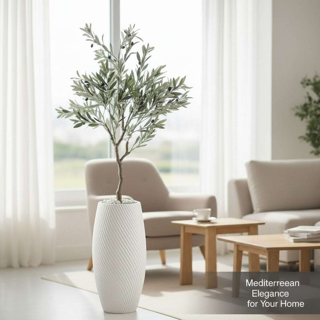 Artificial Olive Tree In Textured Planter