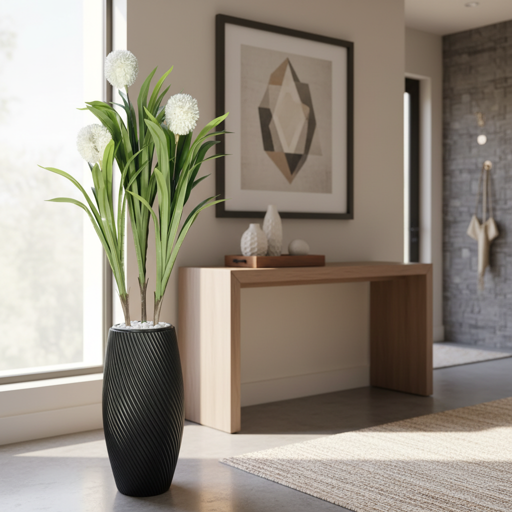 Decorative Artificial Potted Plant in Textured Pot
