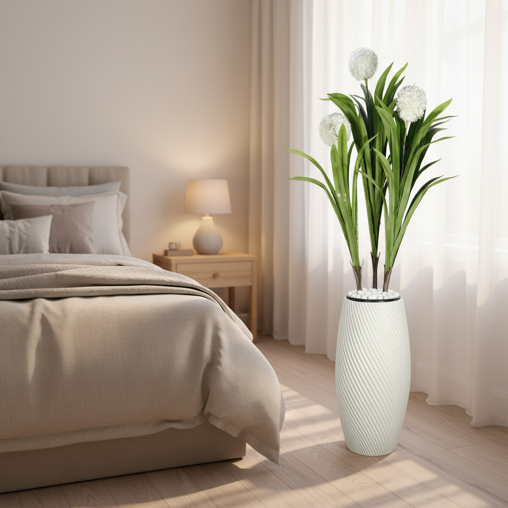Decorative Artificial Potted Plant in Textured Floor Pot