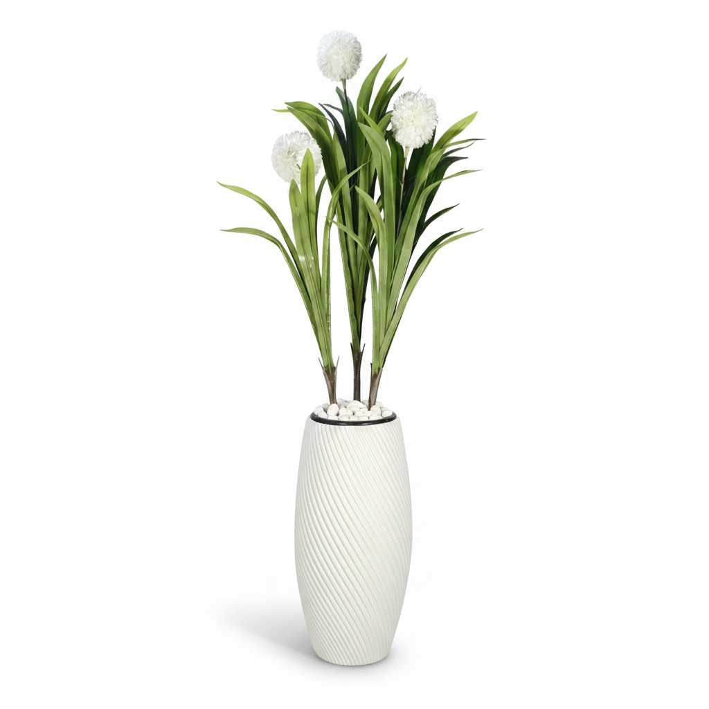 Decorative Artificial Potted Plant in Textured Floor Pot