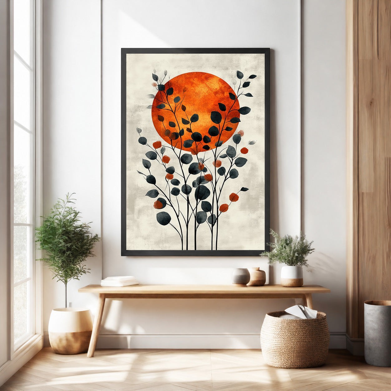 Abstract Botanical Sunburst Wall Art