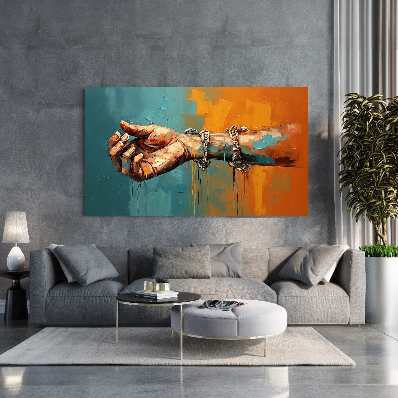 Abstract Arm With Chains Wall Art