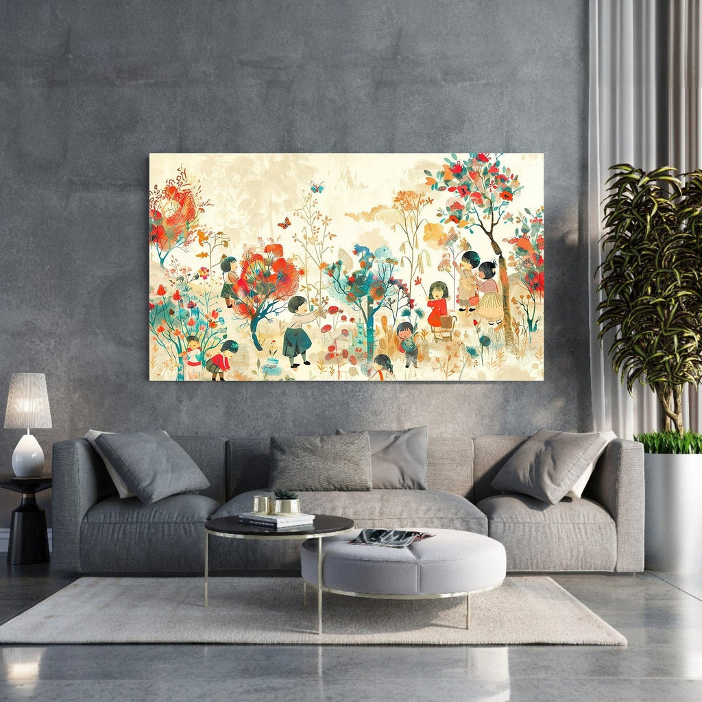 Whimsical Children's Garden Landscape Wall Art