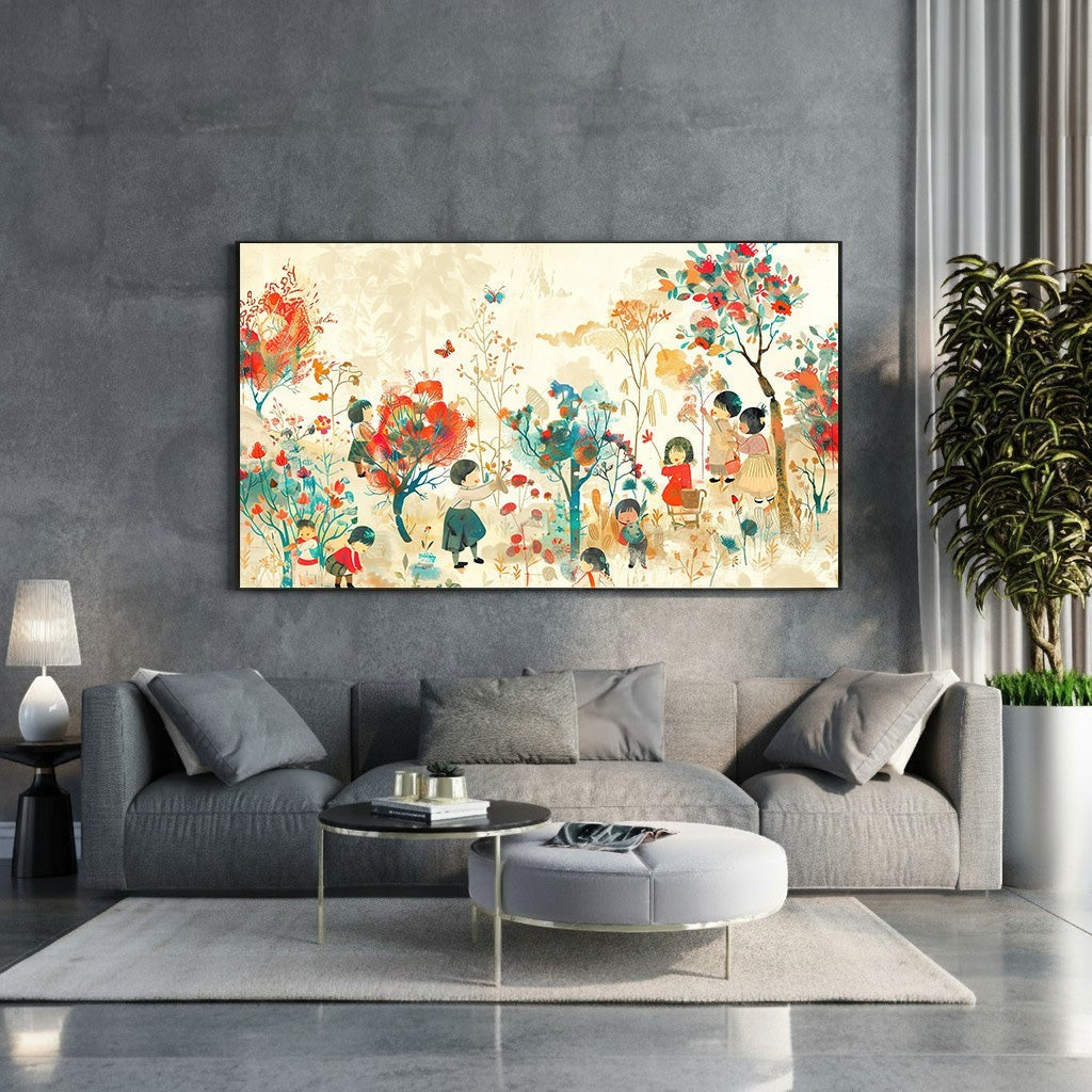 Whimsical Children's Garden Landscape Wall Art