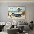 Coastal Beach Boat Scene Decorative Wall Art Print
