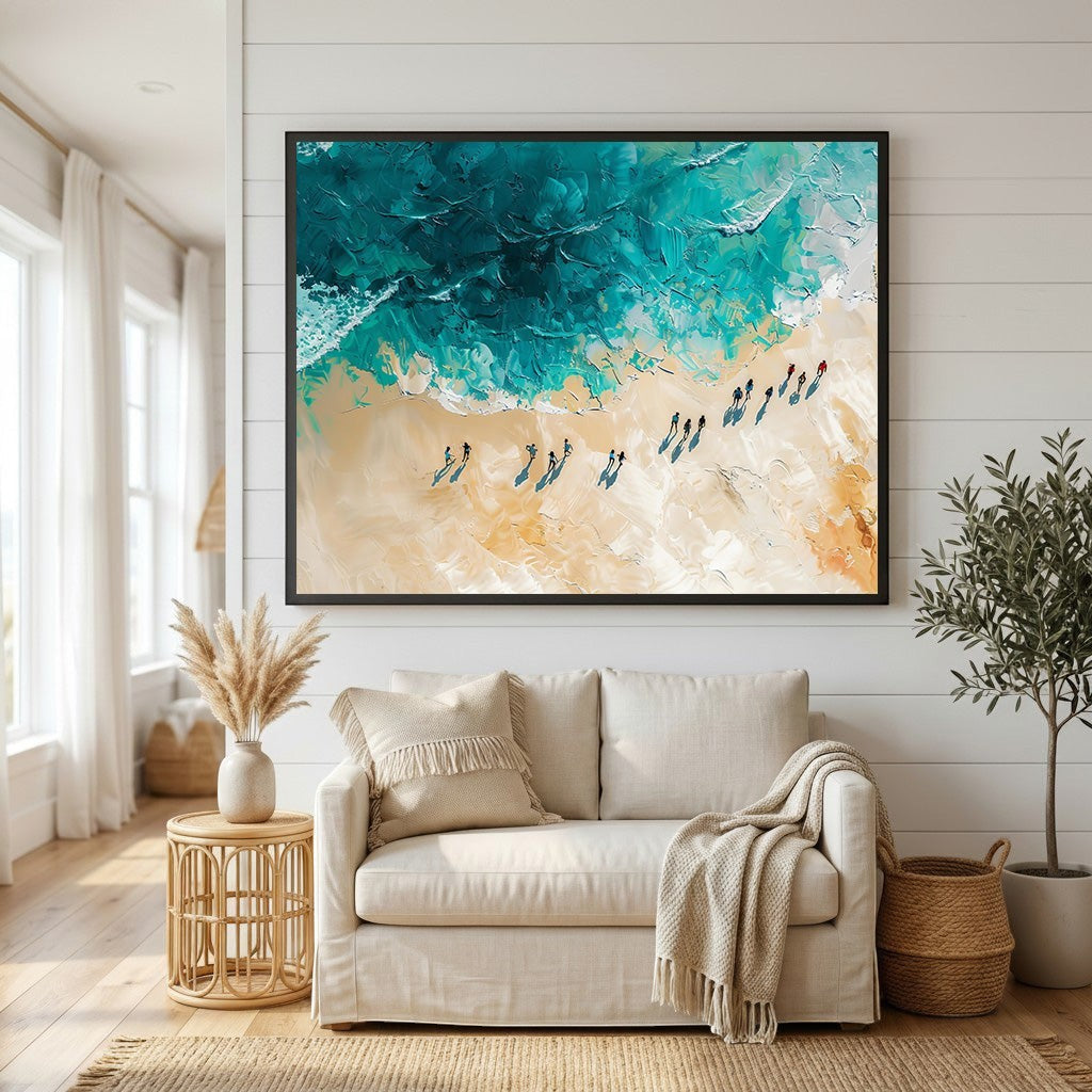 Coastal Beach Landscape Textured Oil Painting Wall Art