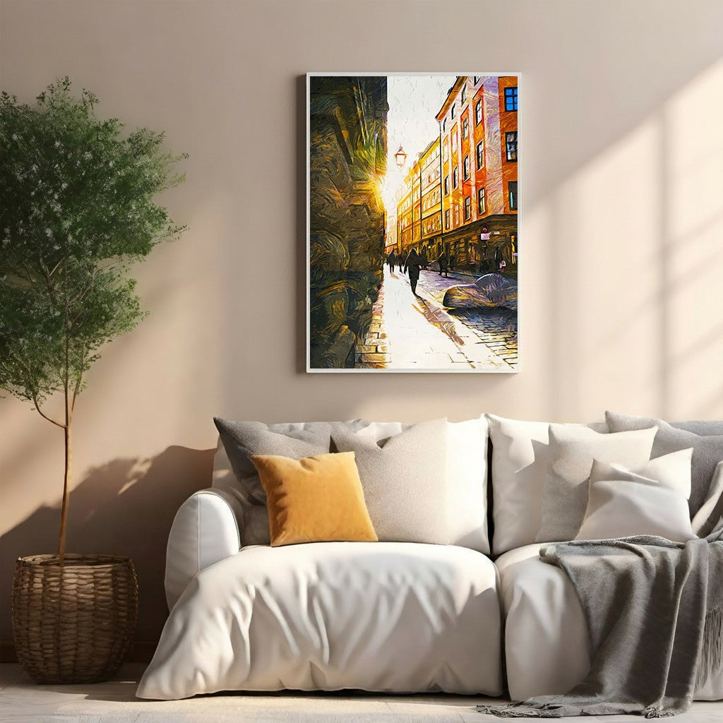 European City Street Scene Wall Art