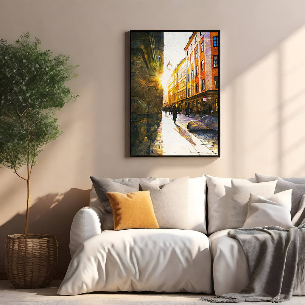 European City Street Scene Wall Art