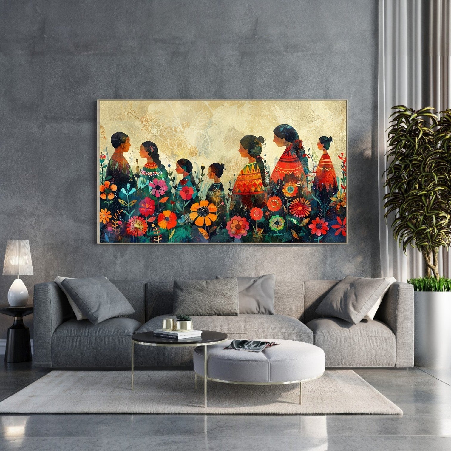Vibrant Floral Figures Wall Art