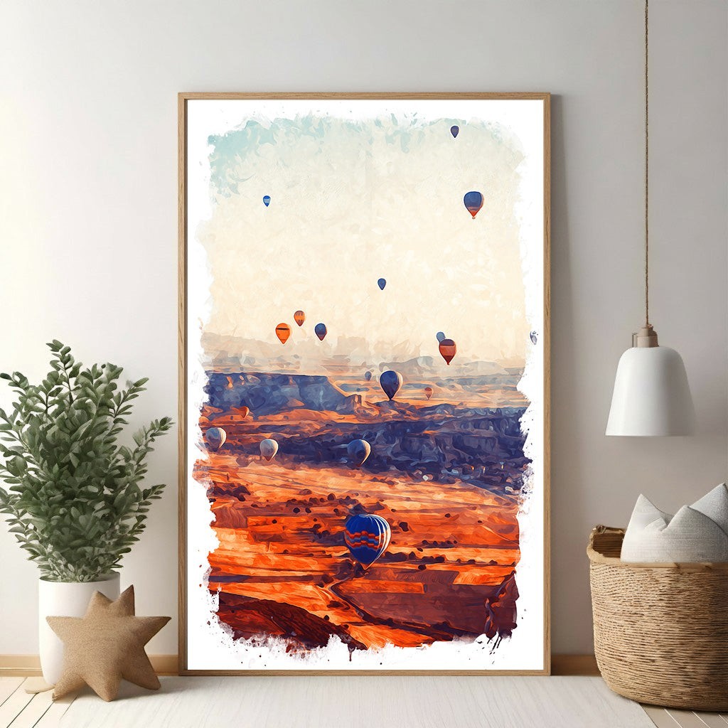 Hot Air Balloon Landscape Wall Art