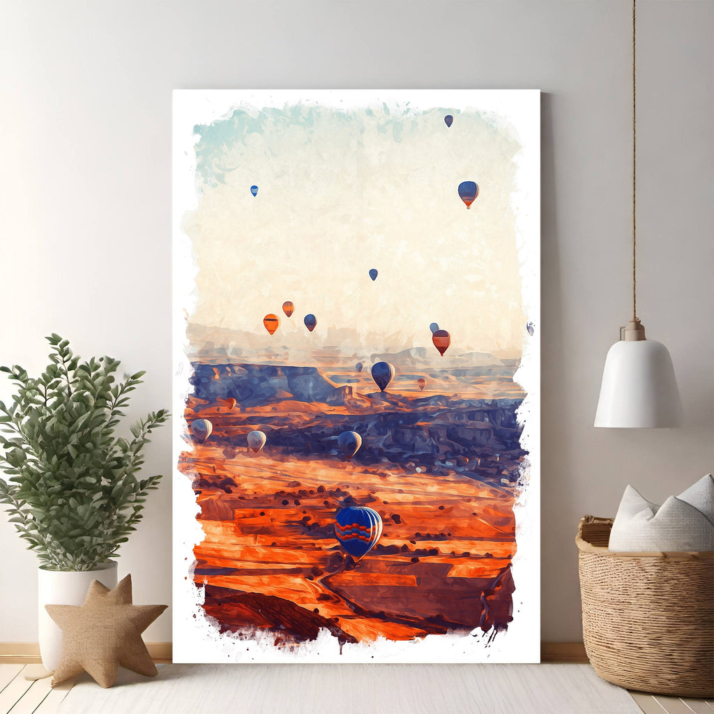 Hot Air Balloon Landscape Wall Art