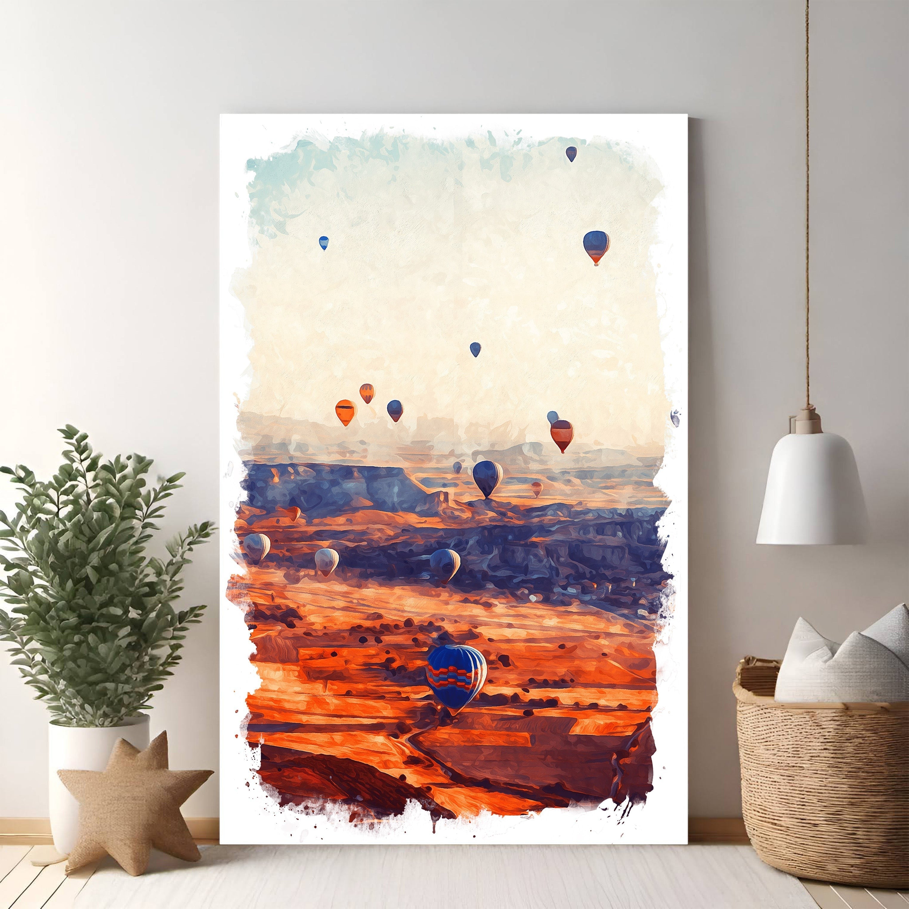Hot Air Balloon Landscape Wall Art